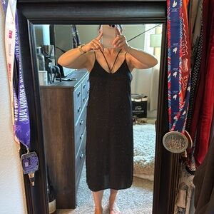 Elegant Casual Black Strappy Dress